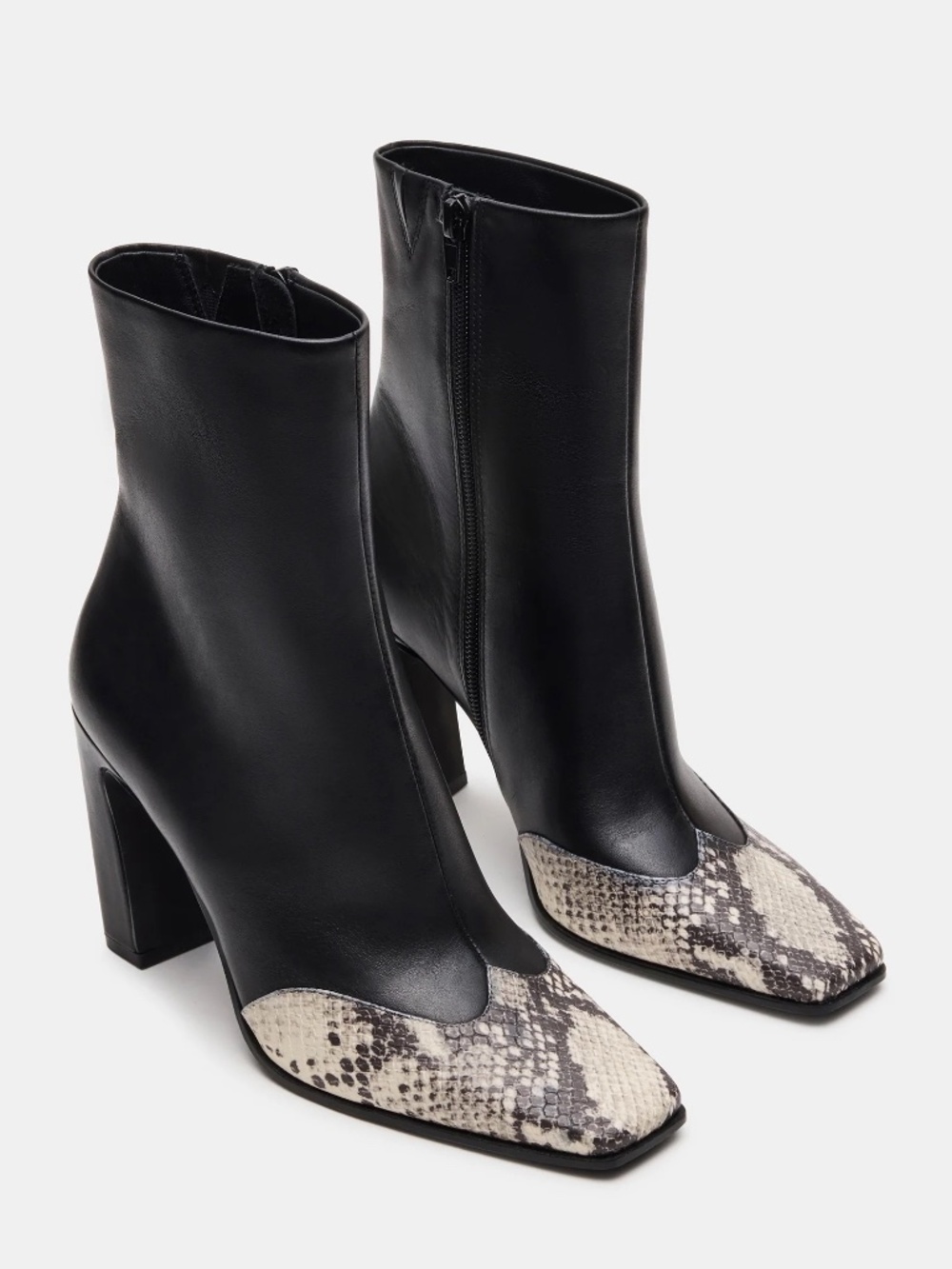 STEVE MADDEN Lyle Black Leather With Snake Boots